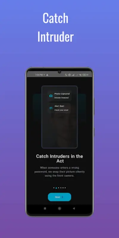 GhostLock Catch Intruder screen that silently photographs anyone entering a wrong password